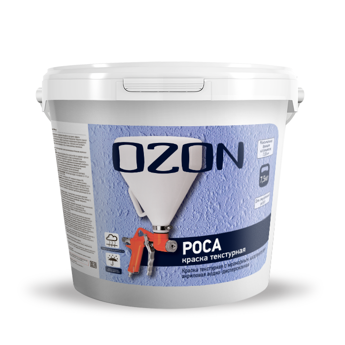 Краска текстурная OZON Роса ВД-АК-269СМ-7,5 С (бесцветная)  морозостойкая